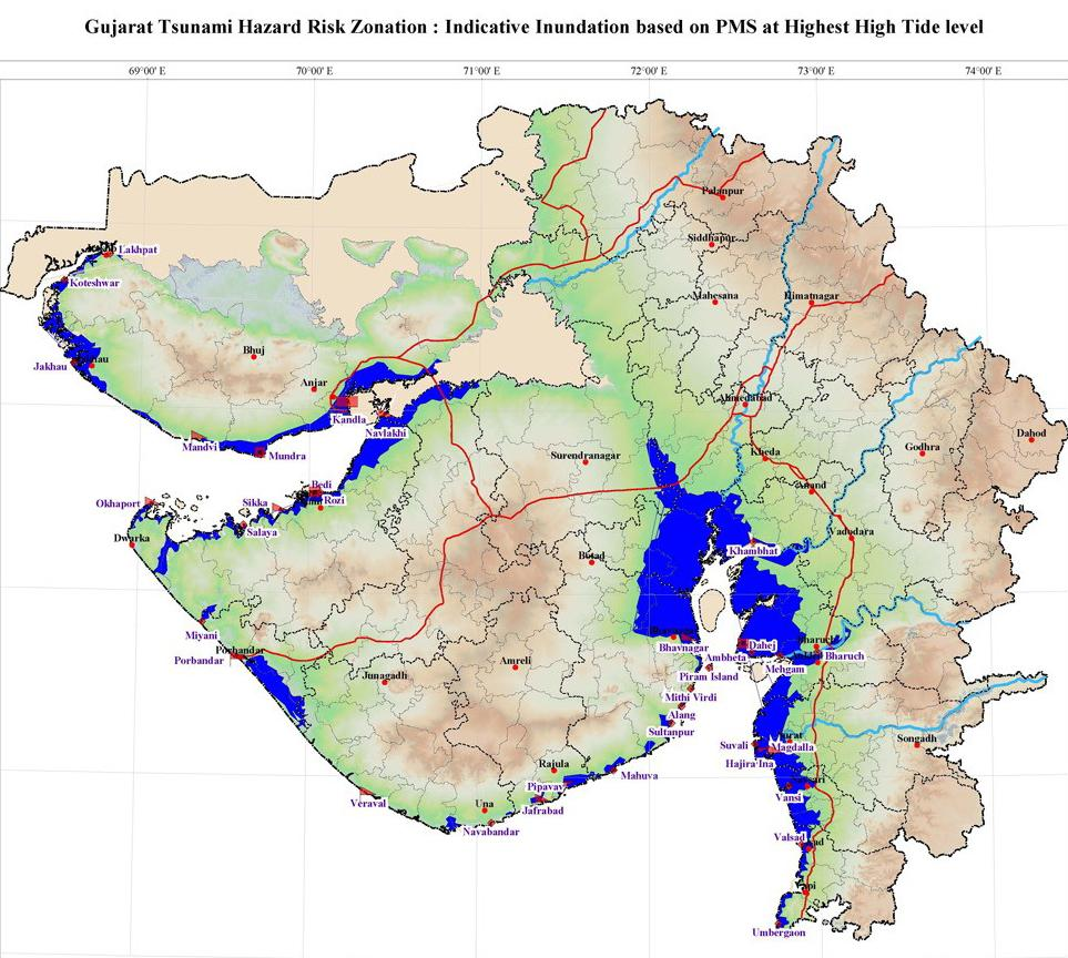 Topographic Map Of Gujarat Gujarat: Natural Hazards And Disaster Management - Gpsc Exam Notes